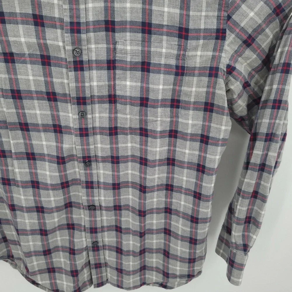 Banana Republic Shirt Mens XL Gray Plaid‎ Soft Wash Standard Fit Long Sleeve